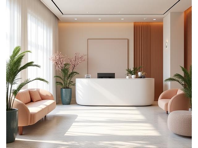 Ambiance accueillante de la réception de Fleurir Santé avec des touches de décoration élégantes